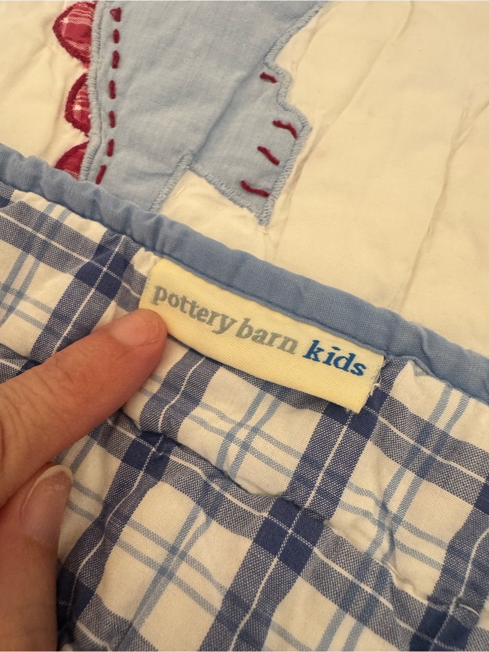 Pottery Barn Kids Dinosaur Appliqué Quilt in Cream, Blue, Green - Picture 2 of 6